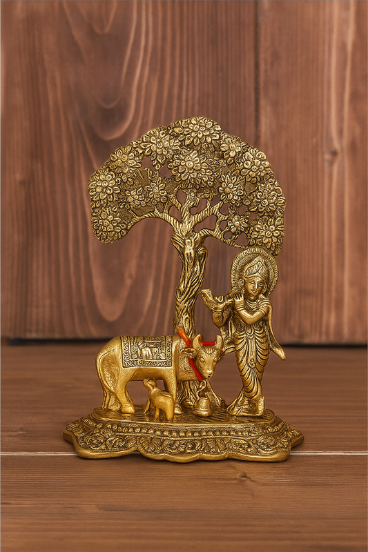 Krishna Cow With Calf Under the Tree Idol