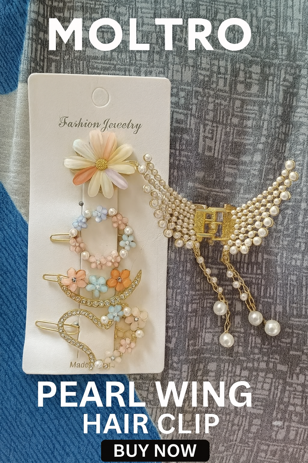 combo Offer metal pearl claw clip and Pearl Resin Acrylic Hair Clips pack of 5 White color Abs Plastic Juttu clip