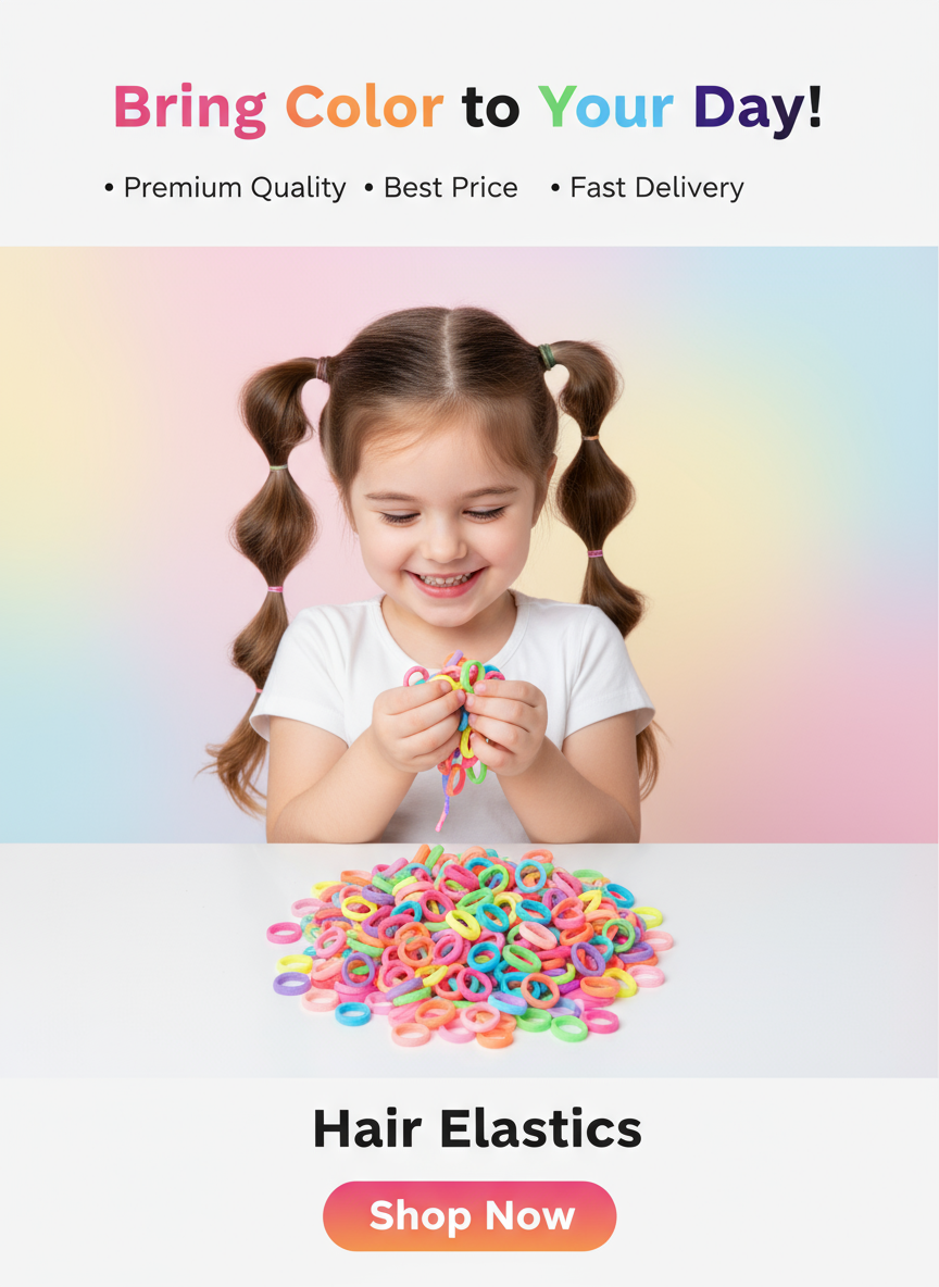 500pcs Baby Kids Rubber Band(Pack Of 100 each) Multicolor color