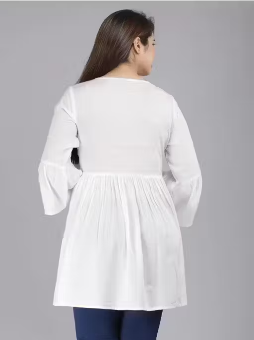 White embroidery short to White embroidery short top NEW TOP NEW STYLISH TOP DAILY WEAR TOP PARTY WEAR TOP PARTY WEAR KURTI