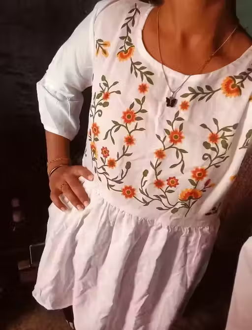 White embroidery short to White embroidery short top NEW TOP NEW STYLISH TOP DAILY WEAR TOP PARTY WEAR TOP PARTY WEAR KURTI
