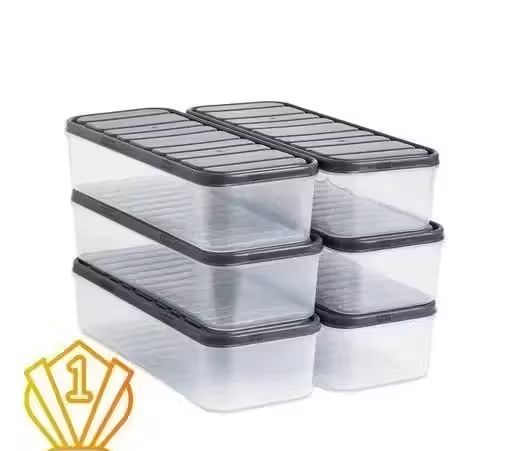 Fridge Storage Containers (Pack of 6) 1500 Ml contanier with Removable Drain Plate Lids Stackable Organizer Box Fruits Vegetables With And Airtight Lid Plastic Keeps Meat Fish Fresh Longer
