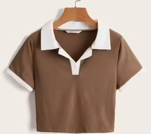 SHIVA BROWN WITH WHITE RIB COLOR TOP