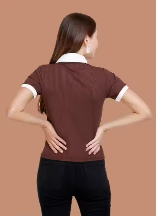 SHIVA BROWN WITH WHITE RIB COLOR TOP