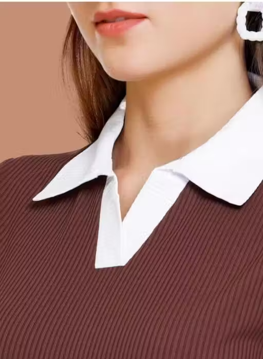 SHIVA BROWN WITH WHITE RIB COLOR TOP