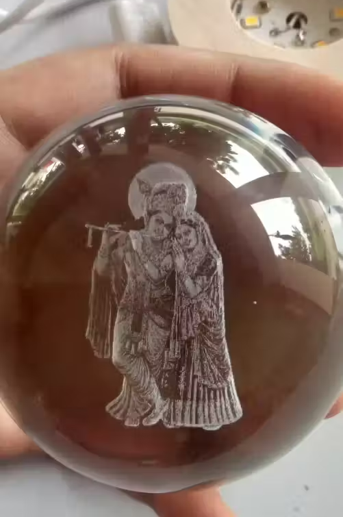 Standing Radhe Krishna Crystal Ball Lamp , Size 6cm, USB