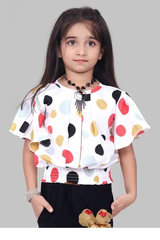 Trendy & Cute: White Printed Top for Girls new printed top gril's || white Casual printed top