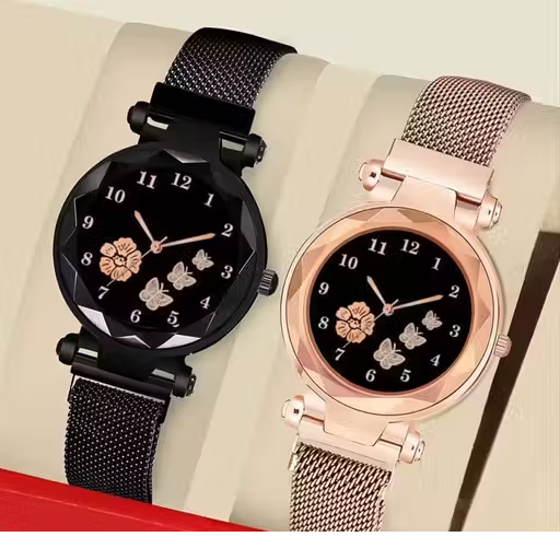Flowered Dial Megnet Watch for Womens and Girls Combo Watches for Women and Girl Pack of 2