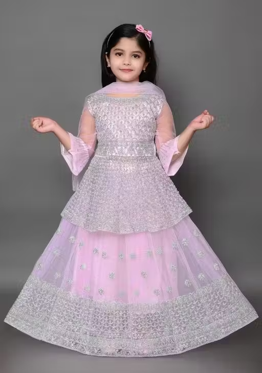 Peach lehenga choli with dupatta