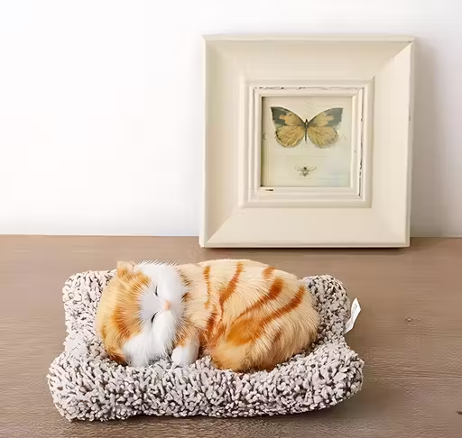 Cute Dashboard Decorative Sleeping Cat for Car Interior & Table Decor | with Sound Effec