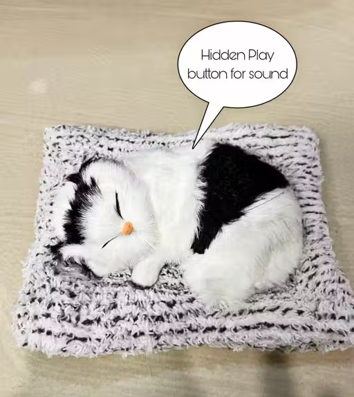 Cute Dashboard Decorative Sleeping Cat for Car Interior & Table Decor | with Sound Effec