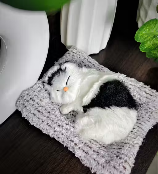 Cute Dashboard Decorative Sleeping Cat for Car Interior & Table Decor | with Sound Effec