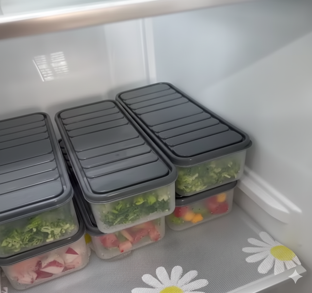 Fridge Storage Containers (Pack of 6) 1500 Ml contanier with Removable Drain Plate Lids Stackable Organizer Box Fruits Vegetables With And Airtight Lid Plastic Keeps Meat Fish Fresh Longer