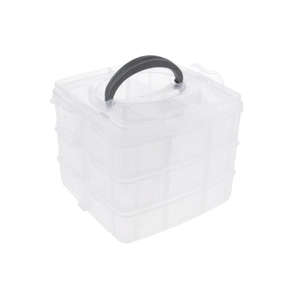 2644 3-tier 18 Sections Transparent Stackable Adjustable Compartment Slot Plastic Craft Storage Box