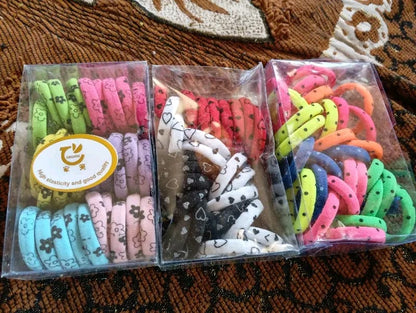 Printed Hair Rubber Band For Girls & Women'S (Multicoloured) 60 Pieces Multicolor color Rubber thalamudi kattu/thalamudi bandham/Jada Bandlu/Muti pattaikal/hair baandukal/Kudalu byandgalu/Hair byandgalu Ideal for Women / Girls
