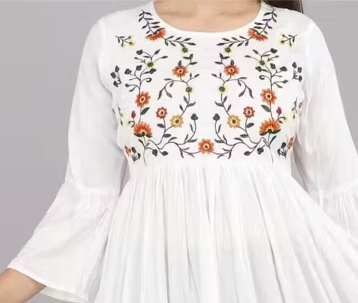 White embroidery short to White embroidery short top NEW TOP NEW STYLISH TOP DAILY WEAR TOP PARTY WEAR TOP PARTY WEAR KURTI
