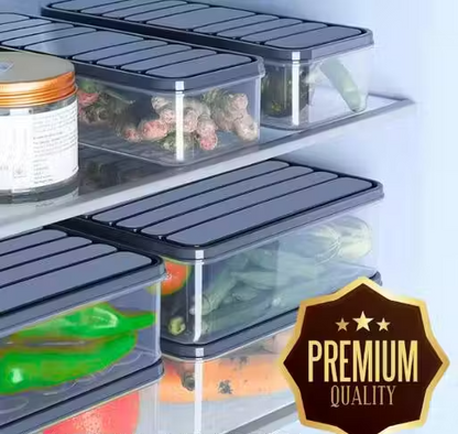 Fridge Storage Containers (Pack of 6) 1500 Ml contanier with Removable Drain Plate Lids Stackable Organizer Box Fruits Vegetables With And Airtight Lid Plastic Keeps Meat Fish Fresh Longer