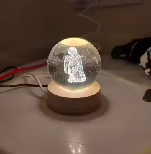 Standing Radhe Krishna Crystal Ball Lamp , Size 6cm, USB