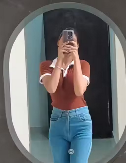 SHIVA BROWN WITH WHITE RIB COLOR TOP