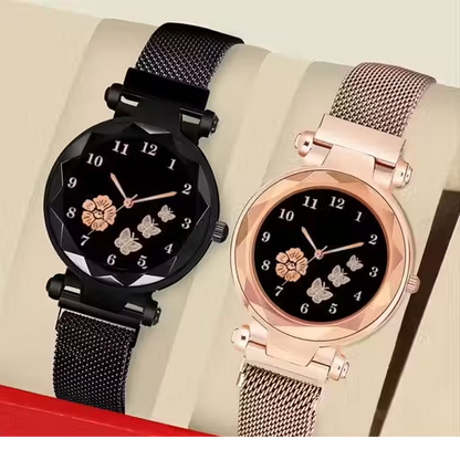 Flowered Dial Megnet Watch for Womens and Girls Combo Watches for Women and Girl Pack of 2