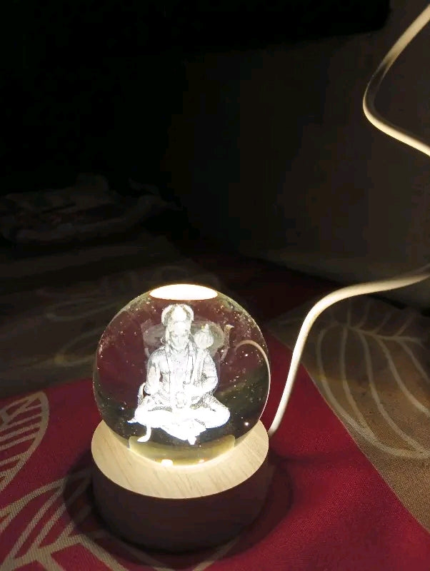 Hanuman ji Crystal Ball Lamp , Size 6cm, USB (Copy)